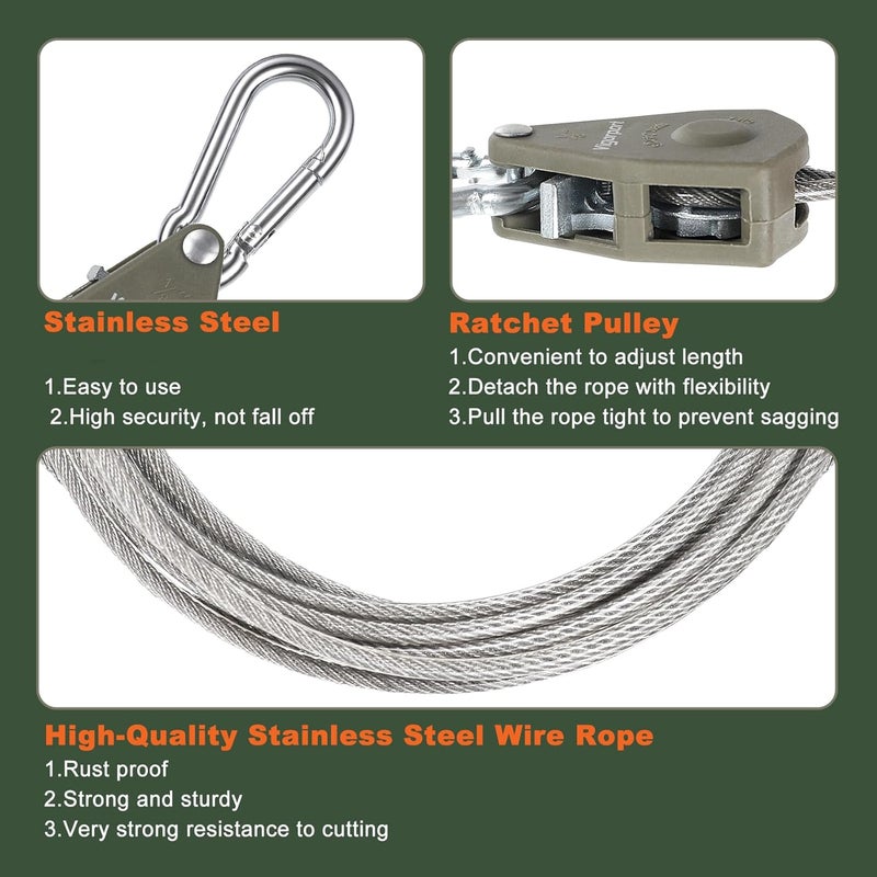 Vigorport Outdoor Retractable Clothesline Portable Travel Clothes Line Wire Ropes with PVC Coating Heavy Duty Rope Pully System for Camping, RV, Indoor Backyard（19Ft） - Image 3